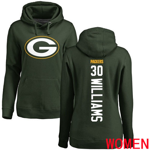 Green Bay Packers Green Women 30 Williams Jamaal Backer Nike NFL Pullover Hoodie Sweatshirts